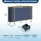 59" Modern Oval Fluted Sideboard Cabinet with 3 Drawers & Adjustable Shelf, Wood Console for Dining Room