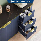 59" Modern Oval Fluted Sideboard Cabinet with 3 Drawers & Adjustable Shelf, Wood Console for Dining Room