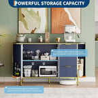 59" Modern Oval Fluted Sideboard Cabinet with 3 Drawers & Adjustable Shelf, Wood Console for Dining Room