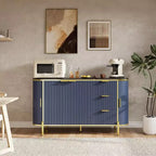 59" Modern Oval Fluted Sideboard Cabinet with 3 Drawers & Adjustable Shelf, Wood Console for Dining Room