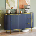 59" Modern Oval Fluted Sideboard Cabinet with 3 Drawers & Adjustable Shelf, Wood Console for Dining Room