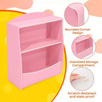 Kids 3-Tier Wood Toy Storage Bookshelf Cubby, 24"L, for Children's Room, Playroom & Hallway