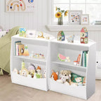 Kids 3-Tier Wood Toy Storage Bookshelf Cubby, 24"L, for Children's Room, Playroom & Hallway