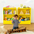 Kids 3-Tier Wood Toy Storage Bookshelf Cubby, 24"L, for Children's Room, Playroom & Hallway