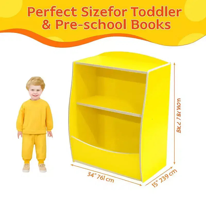 Kids 3-Tier Wood Toy Storage Bookshelf Cubby, 24"L, for Children's Room, Playroom & Hallway