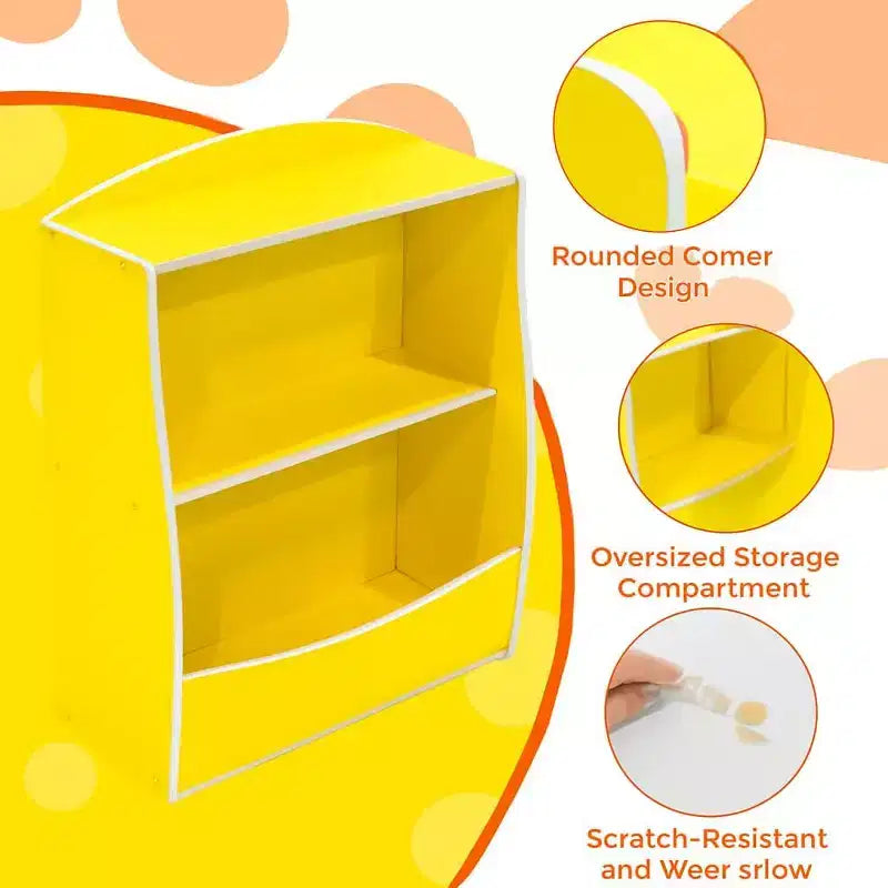 Kids 3-Tier Wood Toy Storage Bookshelf Cubby, 24"L, for Children's Room, Playroom & Hallway