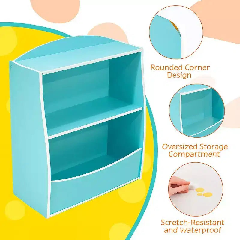 Kids 3-Tier Wood Toy Storage Bookshelf Cubby, 24"L, for Children's Room, Playroom & Hallway