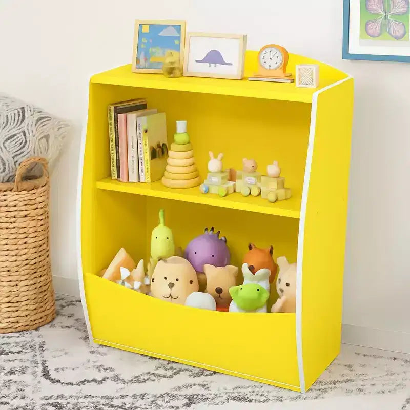 Kids 3-Tier Wood Toy Storage Bookshelf Cubby, 24"L, for Children's Room, Playroom & Hallway