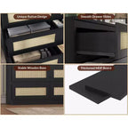 8-Drawer Wooden Chest of Drawers with Rattan Accents, Storage for Bedroom, Nursery & Living Room