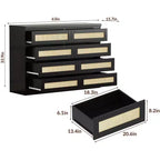 8-Drawer Wooden Chest of Drawers with Rattan Accents, Storage for Bedroom, Nursery & Living Room