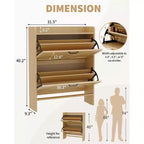 Shoe Storage Cabinet with 2 Flip Drawers & Metal Handle, Slim Hidden Organizer for Hallway & Living Room