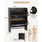 Shoe Storage Cabinet with 2 Flip Drawers & Metal Handle, Slim Hidden Organizer for Hallway & Living Room