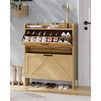 Shoe Storage Cabinet with 2 Flip Drawers & Metal Handle, Slim Hidden Organizer for Hallway & Living Room