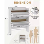 Shoe Storage Cabinet with 2 Flip Drawers & Metal Handle, Slim Hidden Organizer for Hallway & Living Room