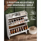 Shoe Storage Cabinet with 2 Flip Drawers & Metal Handle, Slim Hidden Organizer for Hallway & Living Room