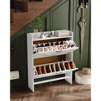 Shoe Storage Cabinet with 2 Flip Drawers & Metal Handle, Slim Hidden Organizer for Hallway & Living Room