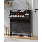 Shoe Storage Cabinet with 2 Flip Drawers & Metal Handle, Slim Hidden Organizer for Hallway & Living Room