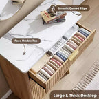 5-Drawer Fluted Dresser, 47.2"H with Gold Handles, Wood Nightstand & Clothes Storage for Bedroom