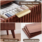 5-Drawer Fluted Dresser, 47.2"H with Gold Handles, Wood Nightstand & Clothes Storage for Bedroom