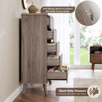 5-Drawer Fluted Dresser, 47.2"H with Gold Handles, Wood Nightstand & Clothes Storage for Bedroom