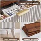 5-Drawer Fluted Dresser, 47.2"H with Gold Handles, Wood Nightstand & Clothes Storage for Bedroom