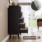 5-Drawer Fluted Dresser, 47.2"H with Gold Handles, Wood Nightstand & Clothes Storage for Bedroom