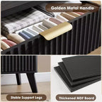 5-Drawer Fluted Dresser, 47.2"H with Gold Handles, Wood Nightstand & Clothes Storage for Bedroom
