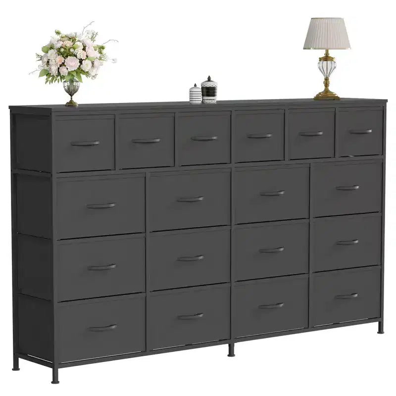 18-Drawer Fabric Dresser Chest Organizer with Steel Frame, Clothes Storage for Bedroom & Hallway