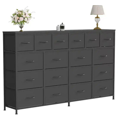 18-Drawer Fabric Dresser Chest Organizer with Steel Frame, Clothes Storage for Bedroom & Hallway