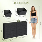18-Drawer Fabric Dresser Chest Organizer with Steel Frame, Clothes Storage for Bedroom & Hallway