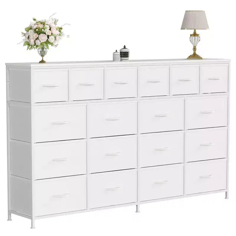 18-Drawer Fabric Dresser Chest Organizer with Steel Frame, Clothes Storage for Bedroom & Hallway