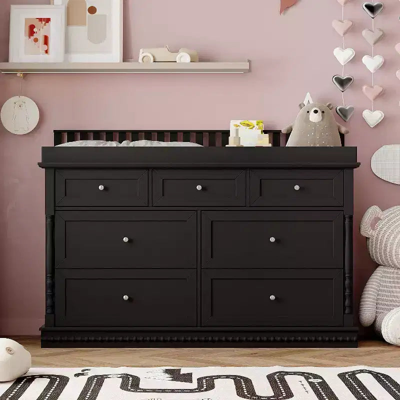 Convertible Baby Changing Table Dresser with Spacious Drawers, Nursery Furniture, White