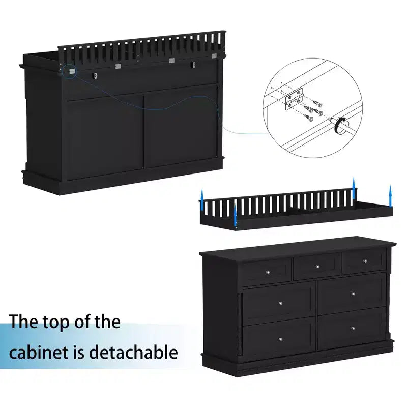 Convertible Baby Changing Table Dresser with Spacious Drawers, Nursery Furniture, White