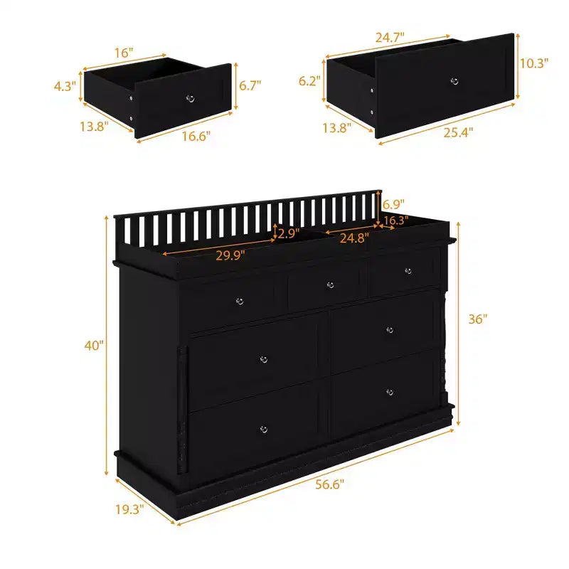 Convertible Baby Changing Table Dresser with Spacious Drawers, Nursery Furniture, White