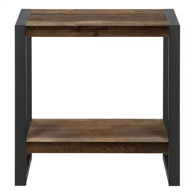 Modern Side Table with Loop Legs, End Table with Bottom Storage Shelf & Thick Tabletop, Black