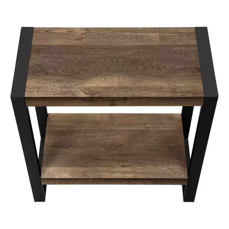 Modern Side Table with Loop Legs, End Table with Bottom Storage Shelf & Thick Tabletop, Black