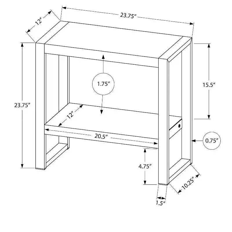 Modern Side Table with Loop Legs, End Table with Bottom Storage Shelf & Thick Tabletop, Black