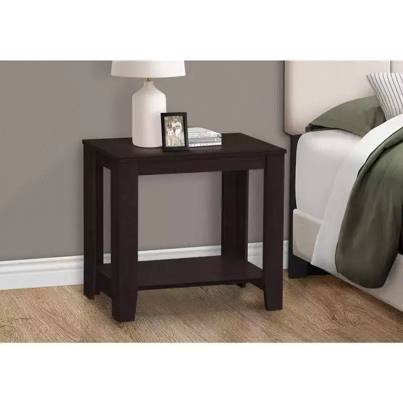 Modern Side Table with Loop Legs, End Table with Bottom Storage Shelf & Thick Tabletop, Black