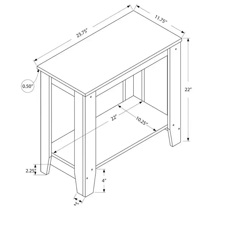 Modern Side Table with Loop Legs, End Table with Bottom Storage Shelf & Thick Tabletop, Black