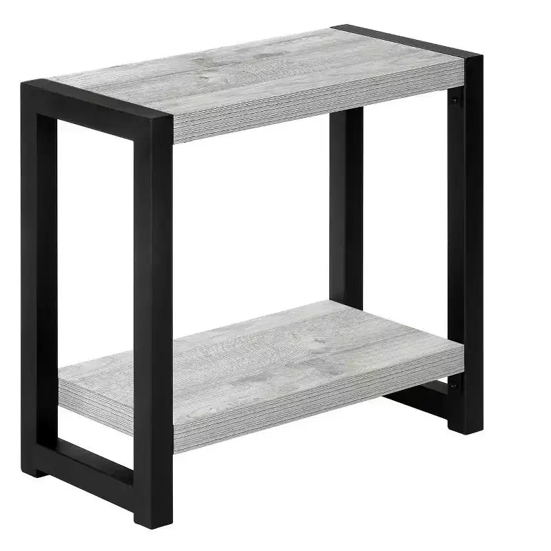 Modern Side Table with Loop Legs, End Table with Bottom Storage Shelf & Thick Tabletop, Black