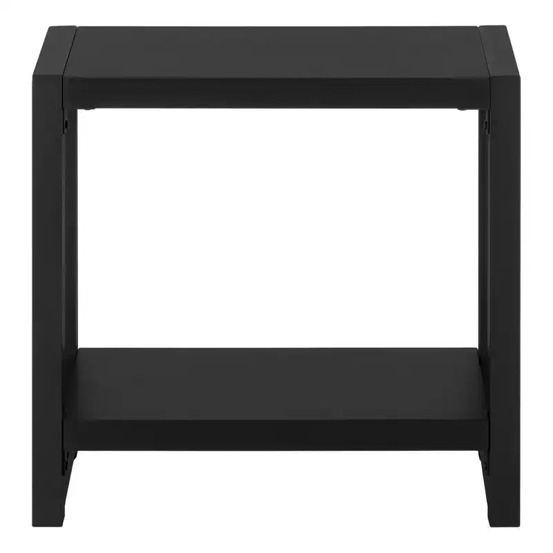 Modern Side Table with Loop Legs, End Table with Bottom Storage Shelf & Thick Tabletop, Black