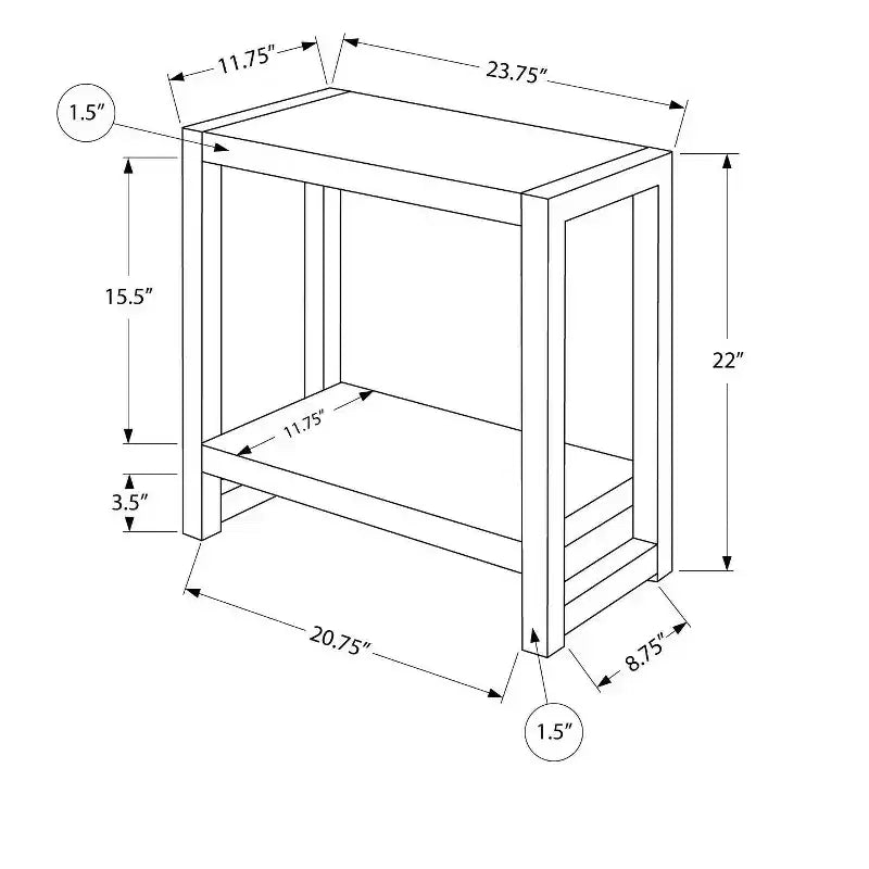 Modern Side Table with Loop Legs, End Table with Bottom Storage Shelf & Thick Tabletop, Black