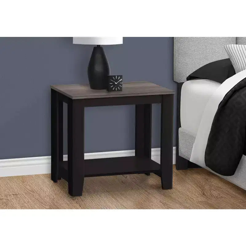 Modern Side Table with Loop Legs, End Table with Bottom Storage Shelf & Thick Tabletop, Black