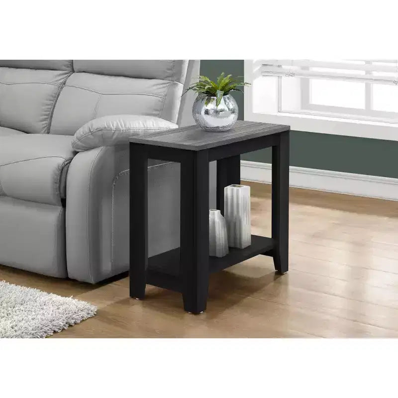 Modern Side Table with Loop Legs, End Table with Bottom Storage Shelf & Thick Tabletop, Black