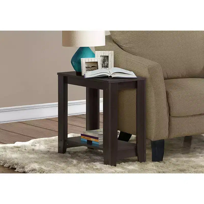 Modern Side Table with Loop Legs, End Table with Bottom Storage Shelf & Thick Tabletop, Black