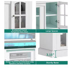 LED TV Stand Cabinet with Power Outlets, Entertainment Center for TVs up to 65", Adjustable Shelves & Glass Doors