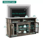 LED TV Stand Cabinet with Power Outlets, Entertainment Center for TVs up to 65", Adjustable Shelves & Glass Doors
