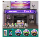 LED TV Stand Cabinet with Power Outlets, Entertainment Center for TVs up to 65", Adjustable Shelves & Glass Doors