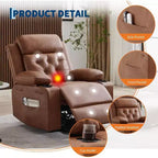 Oversized Power Lift Recliner Chair with Massage, Heating, Cup Holders & Side Pockets, Living Room