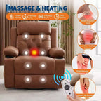Oversized Power Lift Recliner Chair with Massage, Heating, Cup Holders & Side Pockets, Living Room